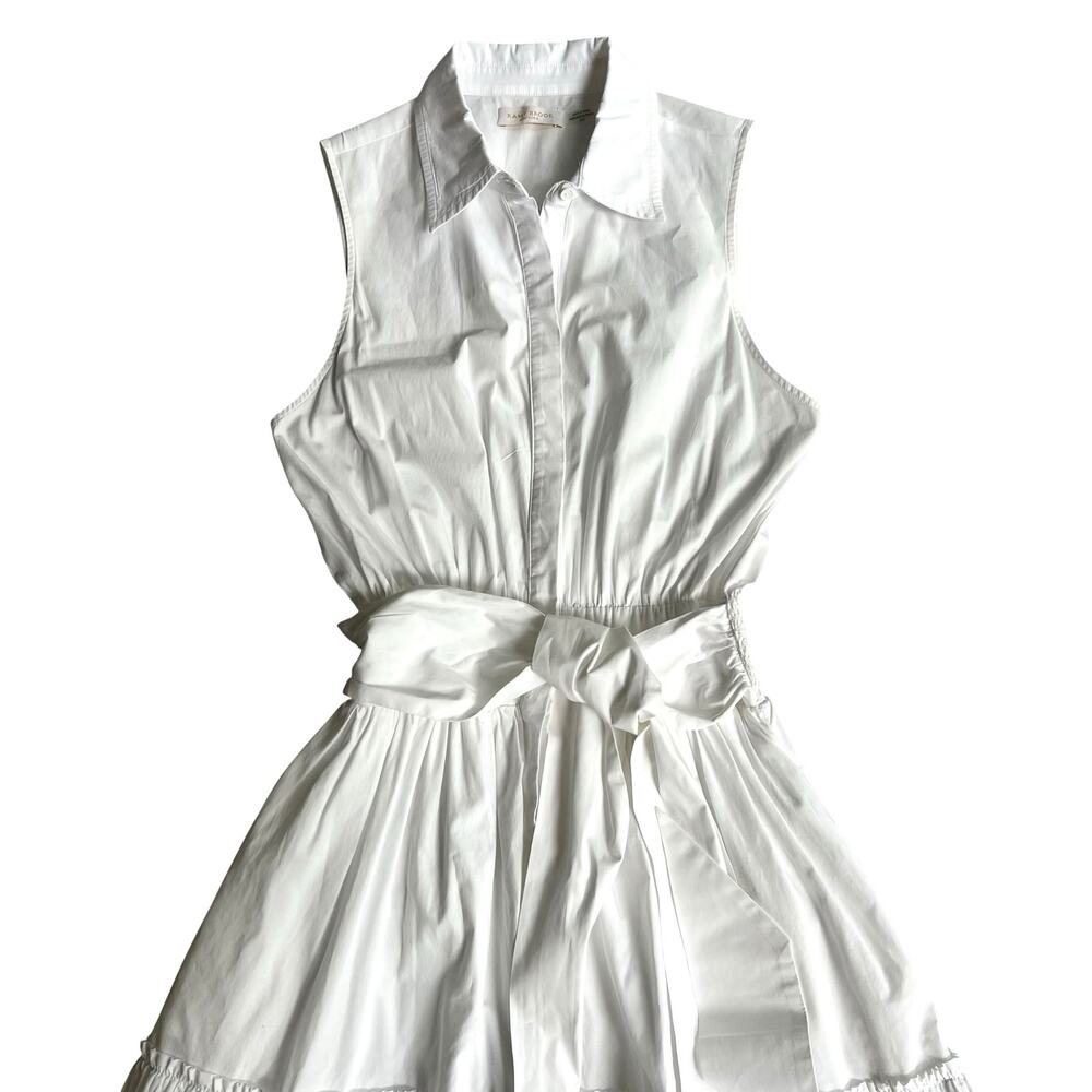 Ramy Brook White Tiered Poplin Maxi Shirt Dress Coastal Chic M Retail $595